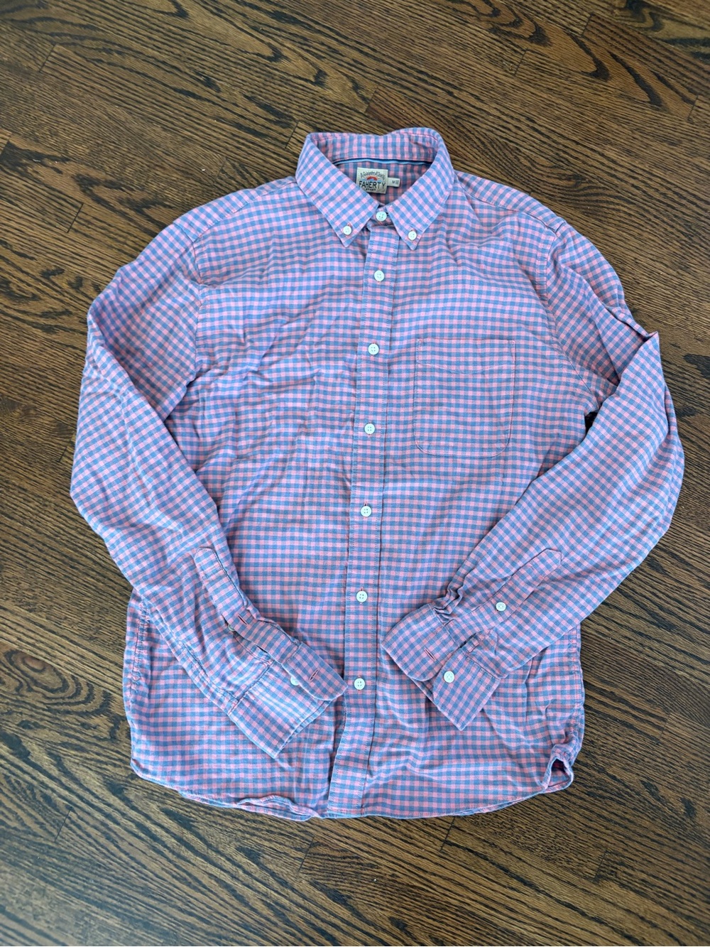 Men's Faherty Pink & Blue Check Button-Down Shirt